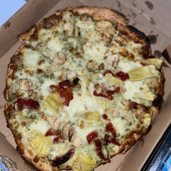 Rose's - chicken pesto pizza -- this looks more like an individual size rather than a regular size. - Mediterranean Near Me - Grand Rapids, Michigan Rose's - chicken pesto pizza -- this looks more like an individual size rather than a regular size. - Mediterranean Near Me - Grand Rapids, Michigan