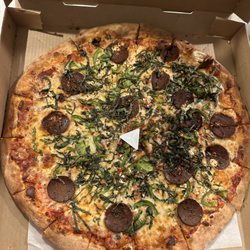 Pizza Nosh - Build your own pizza with veggie pepperoni, basil, feta cheese, and bell peppers