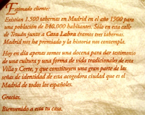 Menu photo 6 Casa Labra Madrid, M