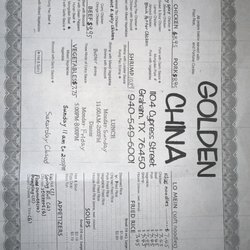 Golden China - Menu