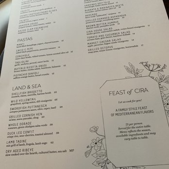 Cira - Food dinner menu - Mediterranean Near Me - Chicago, Illinois