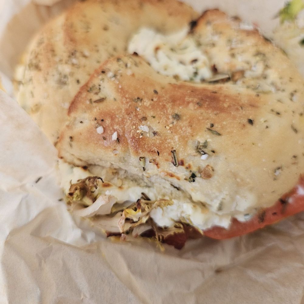 Don Guerra's Barrio Bagel & Slice - Chicken BLT on rosemary salt bagel - Pizza Near Me - Gilbert, Arizona Don Guerra's Barrio Bagel & Slice - Chicken BLT on rosemary salt bagel - Pizza Near Me - Gilbert, Arizona