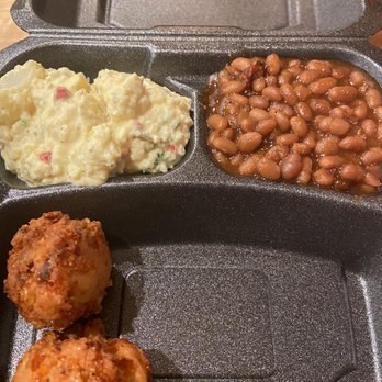 Q Daddy's Pitmaster BBQ - Hush puppies baked beans and potato salad - Barbeque Near Me - Smithfield, Virginia