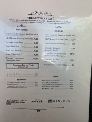 Menu photo 2 The Left Bank Cafe Saranac Lake, NY