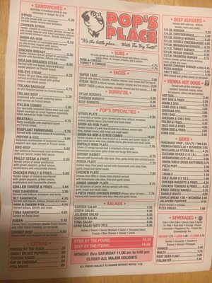 Menu photo 5 Pop's Place River Grove, IL