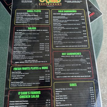 O’Carr’s Restaurant - Menu - Sandwiches Near Me - Birmingham, Alabama