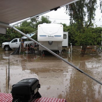 Picacho / Tucson NW KOA - Poor drainage,as you can see after a night of sprinkles. 3 to 5 inches of standing water to slog through. Yuck - RV Parks Near Me - Picacho, Arizona