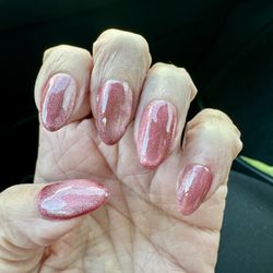 The Nail Lounge - Pink color, cat eye polish, so worth the extra really cool effect