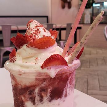 Nobibi Ice Cream & Tea - Strawberry Plush with vanilla ice cream - Ice Cream & Frozen Yogurt Near Me - Pomona, California Nobibi Ice Cream & Tea - Strawberry Plush with vanilla ice cream - Ice Cream & Frozen Yogurt Near Me - Pomona, California