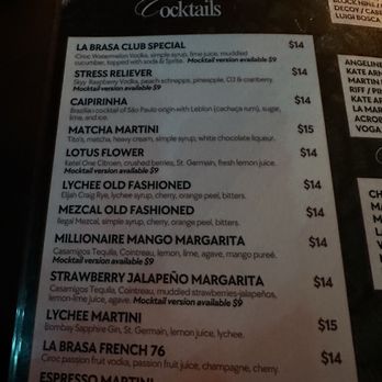 La Brasa  - Cocktail menu - Lounges Near Me - Oklahoma City, Oklahoma