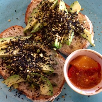 District - Sourdough toast, avocado, dukkah and Chilli mango chutney - SCRUMPTIOUS (& vegan) - Coffee & Tea Near Me - Belfast, BFS
