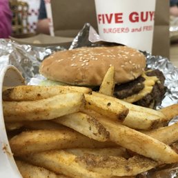 Bacon cheeseburger with Cajun fries