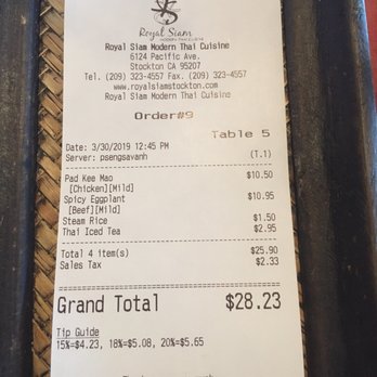 Royal Siam - Bill - Thai Near Me - Stockton, California