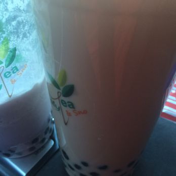My Tea - Taro lavender green tea - left Hibiscus black tea - right - Bubble Tea Near Me - Phoenix, Arizona