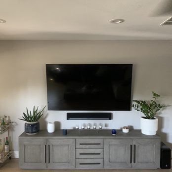 First Choice Custom Installations - Family room TV and sound bar (mounted where we requested and all components within the credenza) - Security Systems Near Me First Choice Custom Installations - Family room TV and sound bar (mounted where we requested and all components within the credenza) - Security Systems Near Me