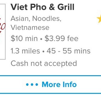 Viet Pho & Grill - This is what GrubHub shows- order minimum of $10- not $20 as the restaurant claimed! - Vietnamese Near Me - Silver Spring, Maryland Viet Pho & Grill - This is what GrubHub shows- order minimum of $10- not $20 as the restaurant claimed! - Vietnamese Near Me - Silver Spring, Maryland