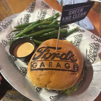 Ford's Garage Dearborn - Green and Clean Veggie Burger subbed with a turkey burger - Burgers Near Me - Dearborn, Michigan Ford's Garage Dearborn - Green and Clean Veggie Burger subbed with a turkey burger - Burgers Near Me - Dearborn, Michigan