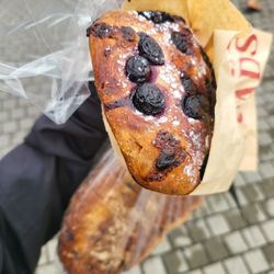 Close-up of the blueberry bread