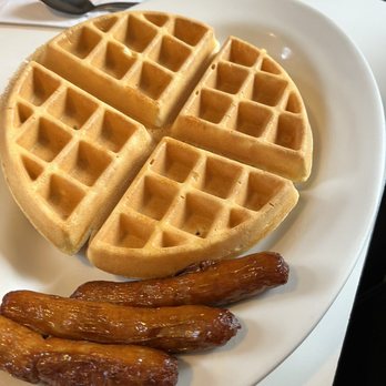 Skyline Diner - Belgian Waffle with sausage. - Breakfast & Brunch Near Me - Rensselaer, New York