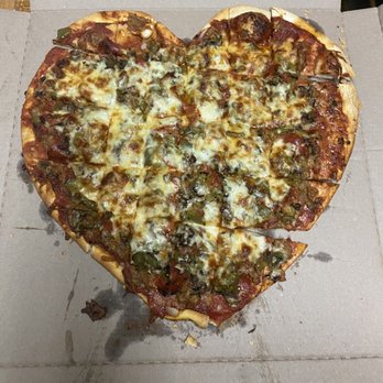 Dino's Pizza - Heart shaped pizza, valentines special was perfect! - Pizza Near Me - Chicago, Illinois
