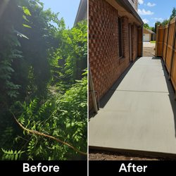 Five Star Tree Service - Side of the house. Before and after