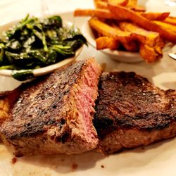 Vincent's Steakhouse - Skirt Steak [Med] w/sautéed spinach & sweet potatoes  ~ 1.21.24