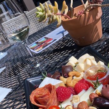 Del Valle Winery - The cheese platter and chardonnay - Wineries Near Me - Livermore, California