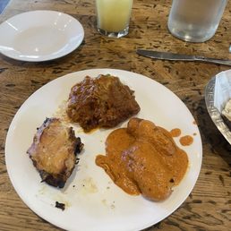 Tandoori Chicken, chicken masala, veggie dumplings Tandoori Chicken, chicken masala, veggie dumplings