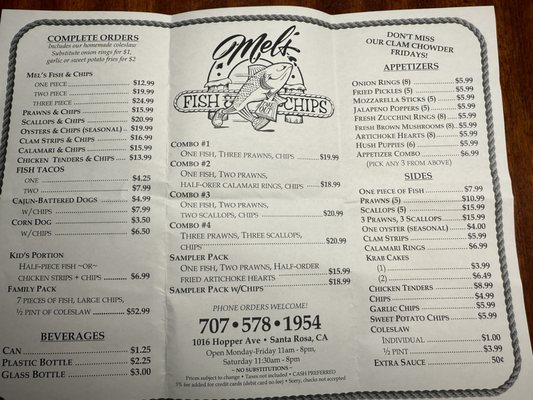 Menu photo 2 Mel's Fish & Chips Santa Rosa, CA Menu photo 2 Mel's Fish & Chips Santa Rosa, CA