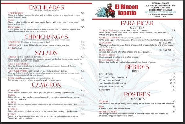 Menu photo 1 El Rincon Tapatio Minburn, IA Menu photo 1 El Rincon Tapatio Minburn, IA
