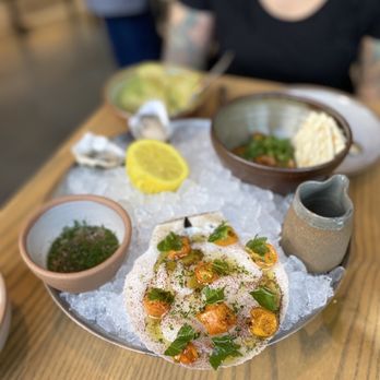 Ernest - Live Scallop sashimi , shrimp ceviche and oysters - New American Near Me - San Francisco, California Ernest - Live Scallop sashimi , shrimp ceviche and oysters - New American Near Me - San Francisco, California