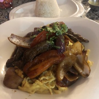 Sabor Mix Restaurant - Tallarines Guancaina with Lomo Saltado (Peruvian spaghettis with Guancaina sauce and Lomo Saltado). My 2nd favorite dish. - Peruvian Near Me - Jacksonville, Florida