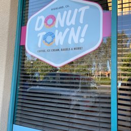 Exterior outside entrance of Donut Town - Highland - Donut Town in Highland - Highland, California Exterior outside entrance of Donut Town - Highland - Donut Town in Highland - Highland, California