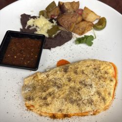 KFC - Chorizo omelette, potatoes, refried beans and salsa