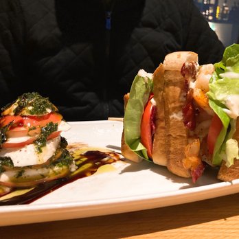 Rebel Food & Drink - Tomato & Mozza Stack and Shrimp BLT - Wine Bars Near Me - Edmonton, Alberta Rebel Food & Drink - Tomato & Mozza Stack and Shrimp BLT - Wine Bars Near Me - Edmonton, Alberta