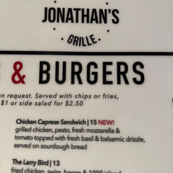 Jonathan's Grille - Menu top - American Near Me - Murfreesboro, Tennessee Jonathan's Grille - Menu top - American Near Me - Murfreesboro, Tennessee