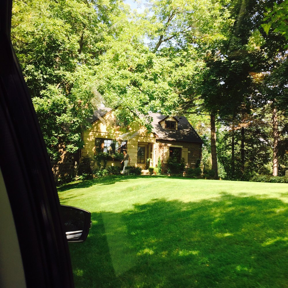 Driving up to the house
