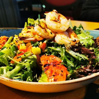 Milestones - Fisherman Salad with Prawns and Salmon - Comfort Food Near Me - Surrey, British Columbia Milestones - Fisherman Salad with Prawns and Salmon - Comfort Food Near Me - Surrey, British Columbia