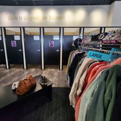 Plato's Closet - Love the fitting rooms and the 7 day return policy!  Much better than many thrift/resale shops.