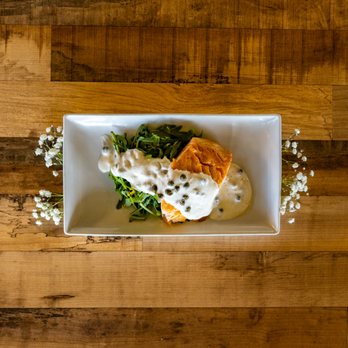 Homestead Cafe - Salmon with a lemon-garlic-caper sauce. - Coffee & Tea Near Me - Albuquerque, New Mexico