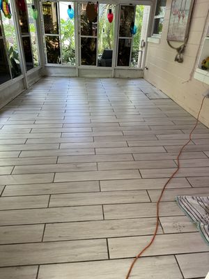 Heavy mud build-up from Hurricane Idalia - There was some HEAVY mud buildup left behind by the recent hurricane. I was able to make their floors clean and polished!