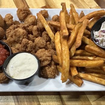 Big Bear Bar & Grill - Popcorn Shrimp, Fries, Coleslaw, and Hushpuppies - Bars Near Me - Ellijay, Georgia