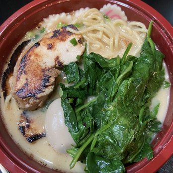 Saku Ramen - Tori ramen + salted egg + "naruto" + spinach - Ramen Near Me - Riverside, California