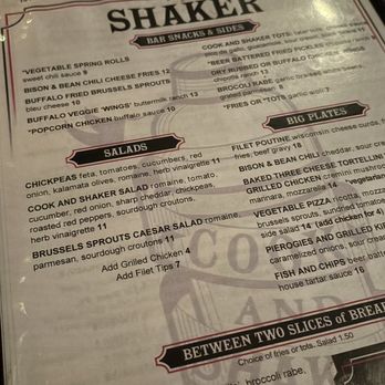 Cook and Shaker - menu - Comfort Food Near Me - Philadelphia, Pennsylvania