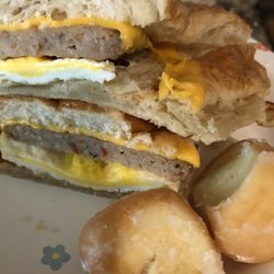Richmond Donuts - Sausage Egg Croissant ... and free Donut Holes