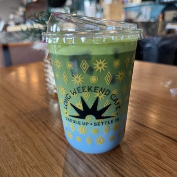 Long Weekend Cafe - Matcha Latte with Lavender - Cafes Near Me - Houston, Texas