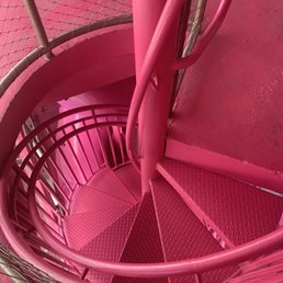 Pink spiral staircase