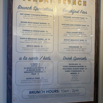Purely Provisions - Sunday brunch menu - Coffee Roasteries Near Me - Round Rock, Texas