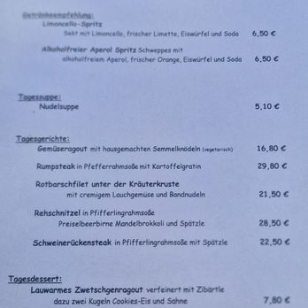 kalte herberge - Speisekarte - German Near Me - Vöhrenbach, BW