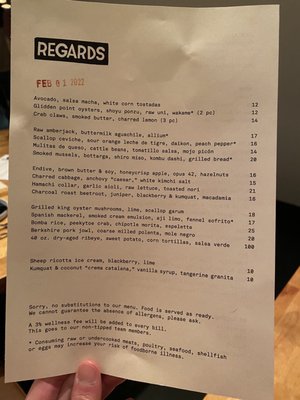 Menu photo 6 Regards Portland, ME